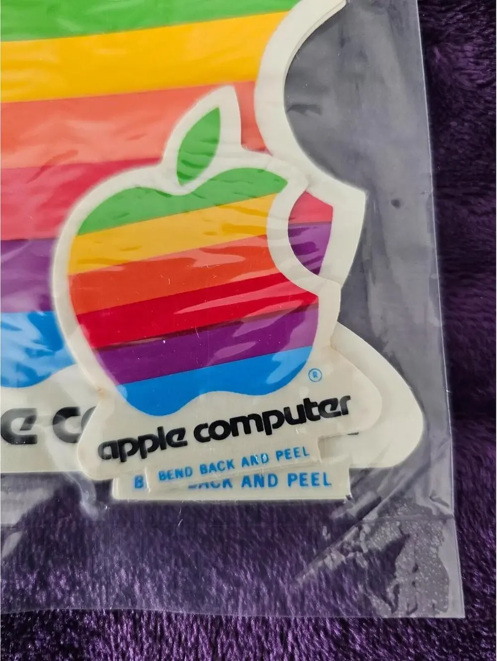 4pc Vintage Apple Computer Decal Stickers Rainbow 80s 2 large 2Small Multicolor